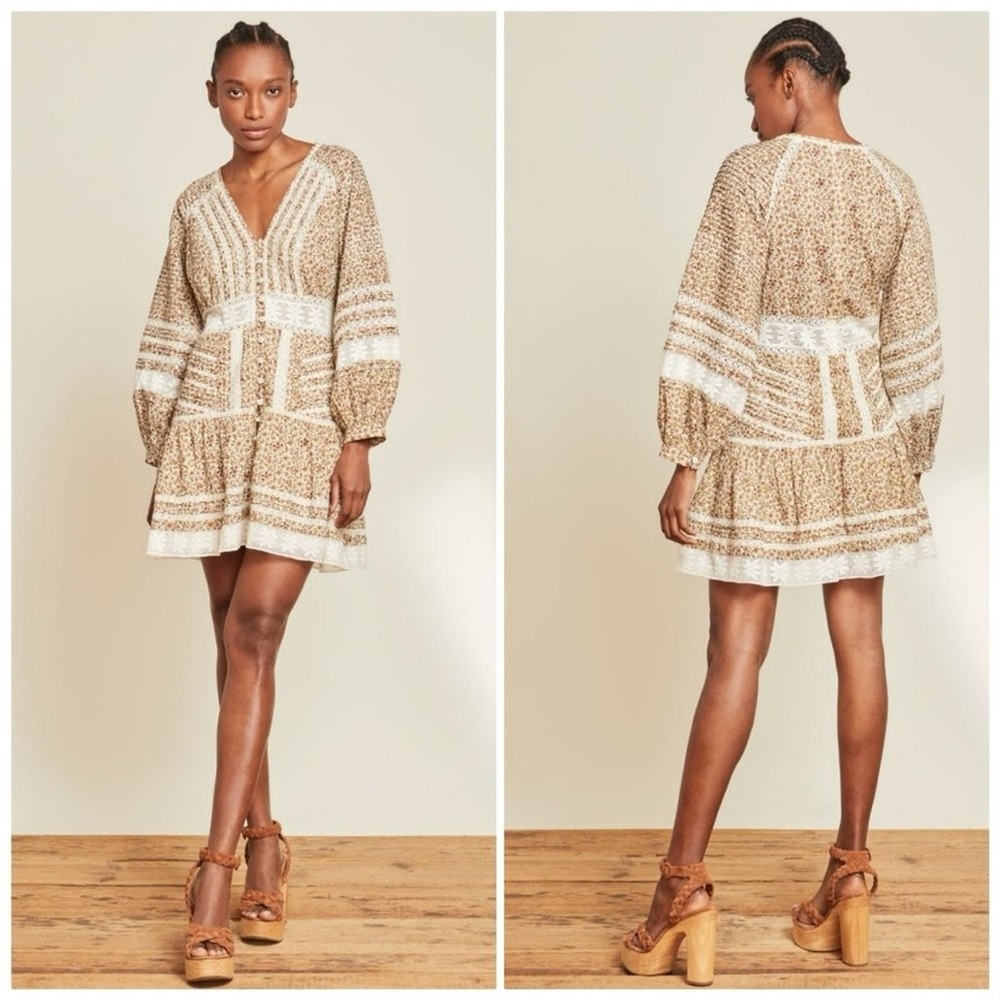 Veronica Beard Brown Addilyn White Long Sleeve Mini dress - Picture 4 of 12